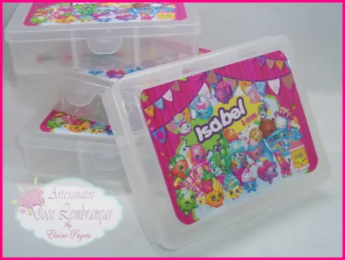 Caixa organizadora com divisória Shopkins