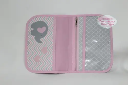 Capa Caderneta de Vacinação Elefantinha Rosa
