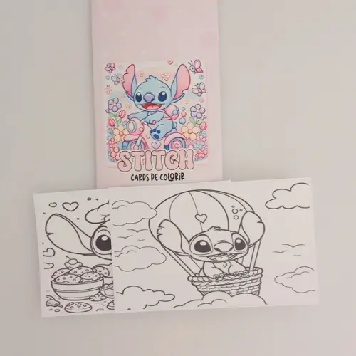 Cards de Colorir Tema Stitch