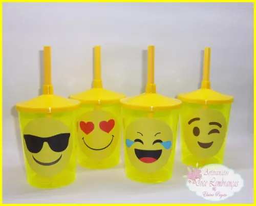 Copo c/ canudo 300ml Emoji