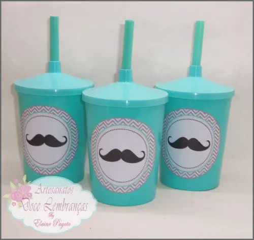 Copo c/ canudo 300ml Bigode Grosso