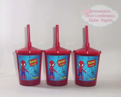 Copo c/ canudo 300ml Homem Aranha