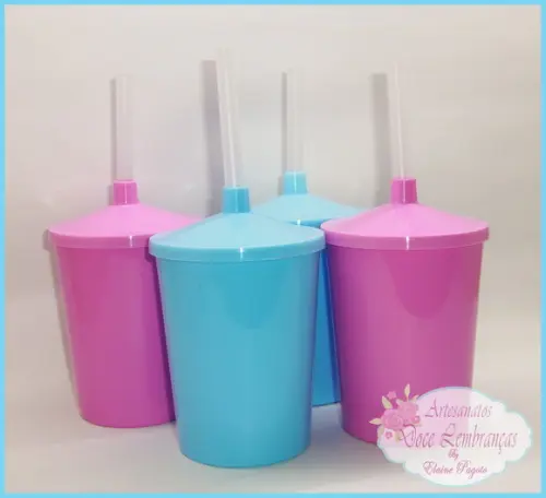 Copo c/ canudo 300ml liso