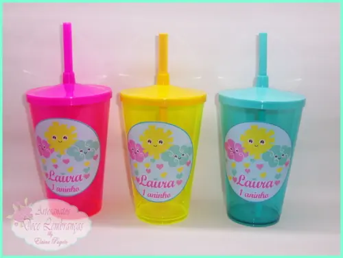 Copo c/ canudo 570ml Chuva de Benção