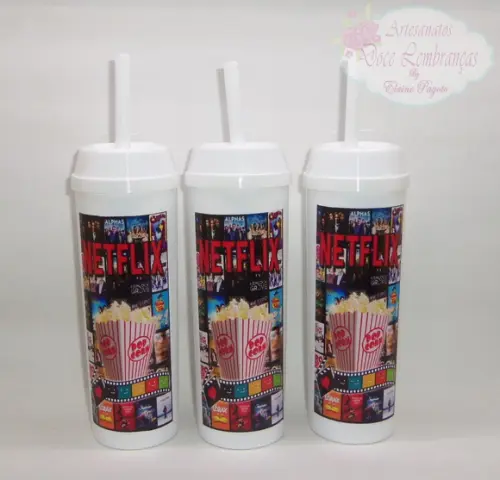 Copo Long Drink c/ Canudo e Tampa Chuva de Amor