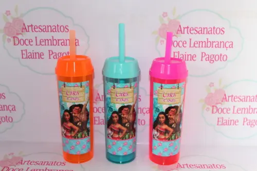Copo Long Drink c/ Canudo e Tampa Moana