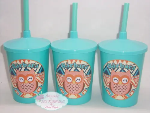 Copo Shake 300ml Corujinha Tiffany