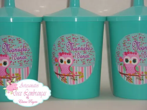 Copo Shake 300ml Corujinha Tiffany