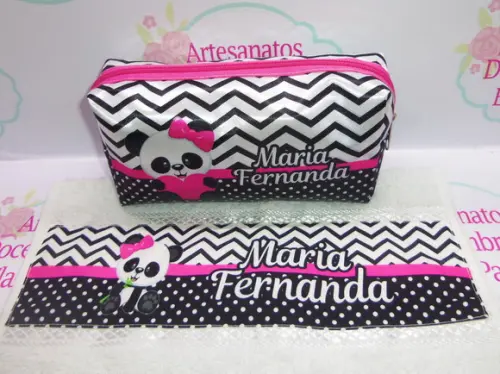 Necessaire / Estojo + Toalha Ursinha Panda