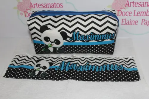 Necessaire / Estojo + Toalha Ursinha Panda