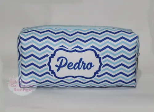 Necessaire / Estojo Chevron Azul