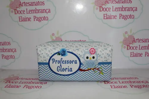 Necessaire / Estojo Corujinha Azul