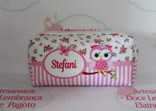 Necessaire / Estojo Corujinha Rosa