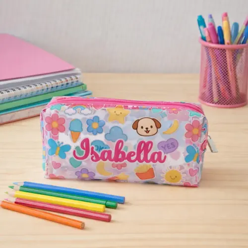 Necessaire / Estojo em Plástico Cristal Floral
