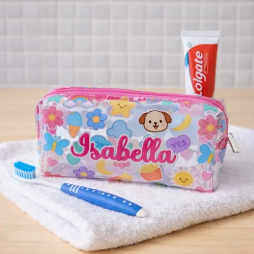 Necessaire / Estojo em Plástico Cristal Floral