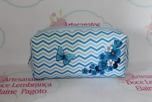 Necessaire / Estojo Floral Azul