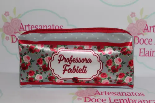Necessaire / Estojo Floral Vermelho