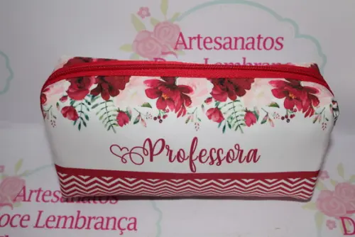Necessaire / Estojo Floral Vermelho