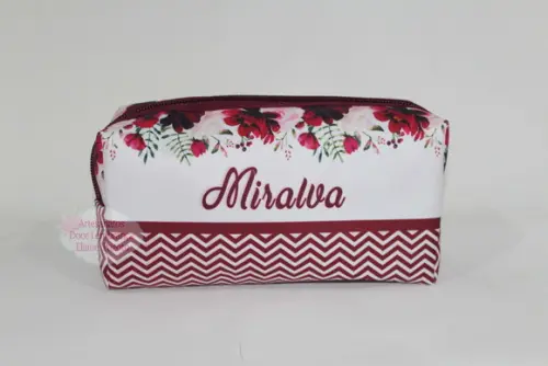 Necessaire / Estojo Floral c/ Chevron