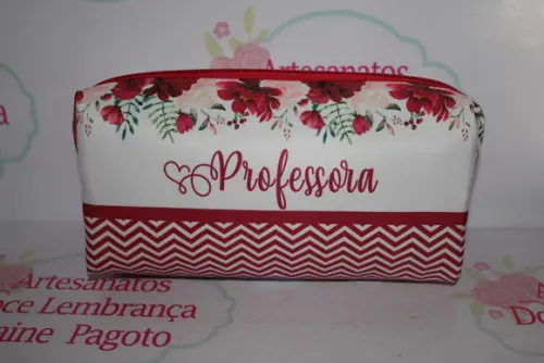 Necessaire / Estojo Floral Vermelho