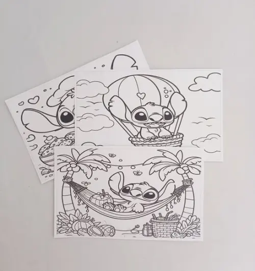 Cards de Colorir Tema Stitch