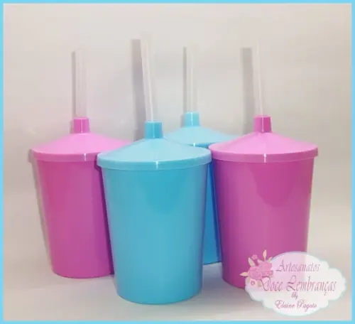 Copo c/ canudo 300ml liso
