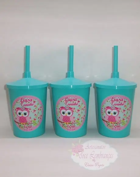 Copo Shake 300ml Corujinha Tiffany