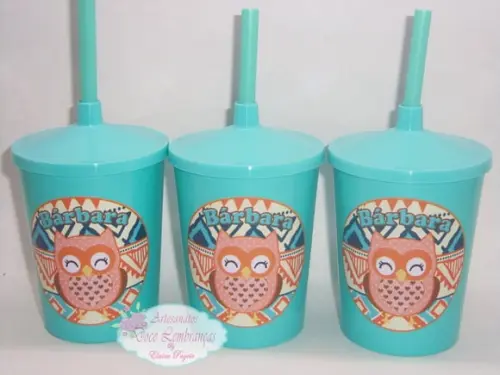 Copo Shake 300ml Corujinha Tiffany