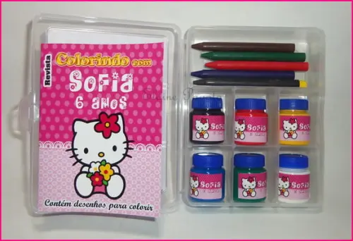 Kit de colorir na caixa organizadora