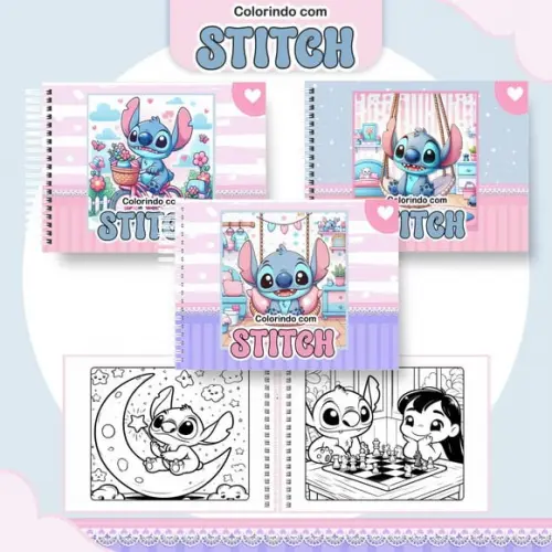 Livro de Colorir Stitch Menina - 50 Desenhos A5