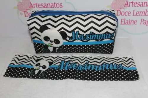 Necessaire / Estojo + Toalha Ursinha Panda
