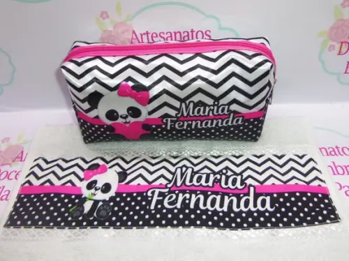 Necessaire / Estojo + Toalha Ursinha Panda