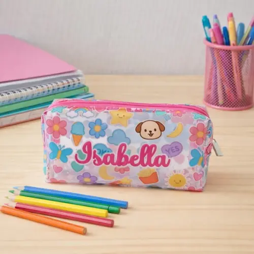 Necessaire / Estojo em Plástico Cristal Floral