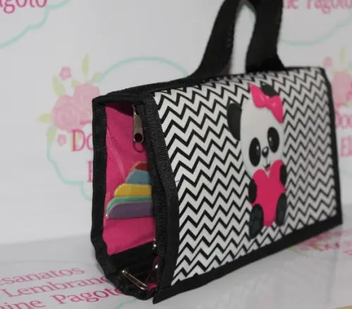 Necessaire com Divisórias Ursinha Panda