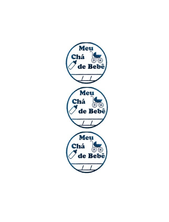 100 Etiquetas Rótulo Adesivo Azul Metalizado Meu Chá de Bebê