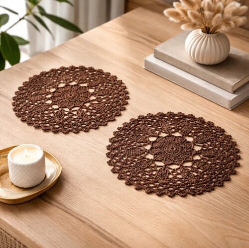 Kit 05 Toalhinhas Em Crochê Para Decorar Rack Estante na cor Mar