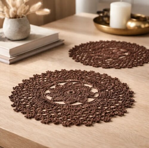 Kit 05 Toalhinhas Em Crochê Para Decorar Rack Estante na cor Mar