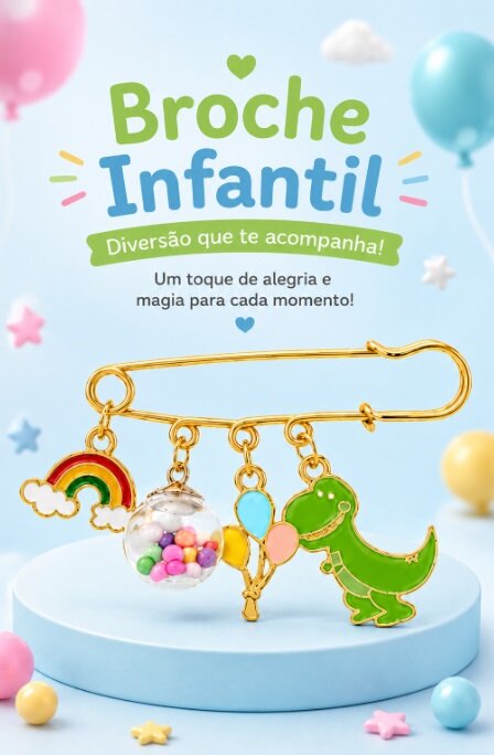 Broche Infantil Decorativo Enfeite Dragão, Alfinete de Mochila