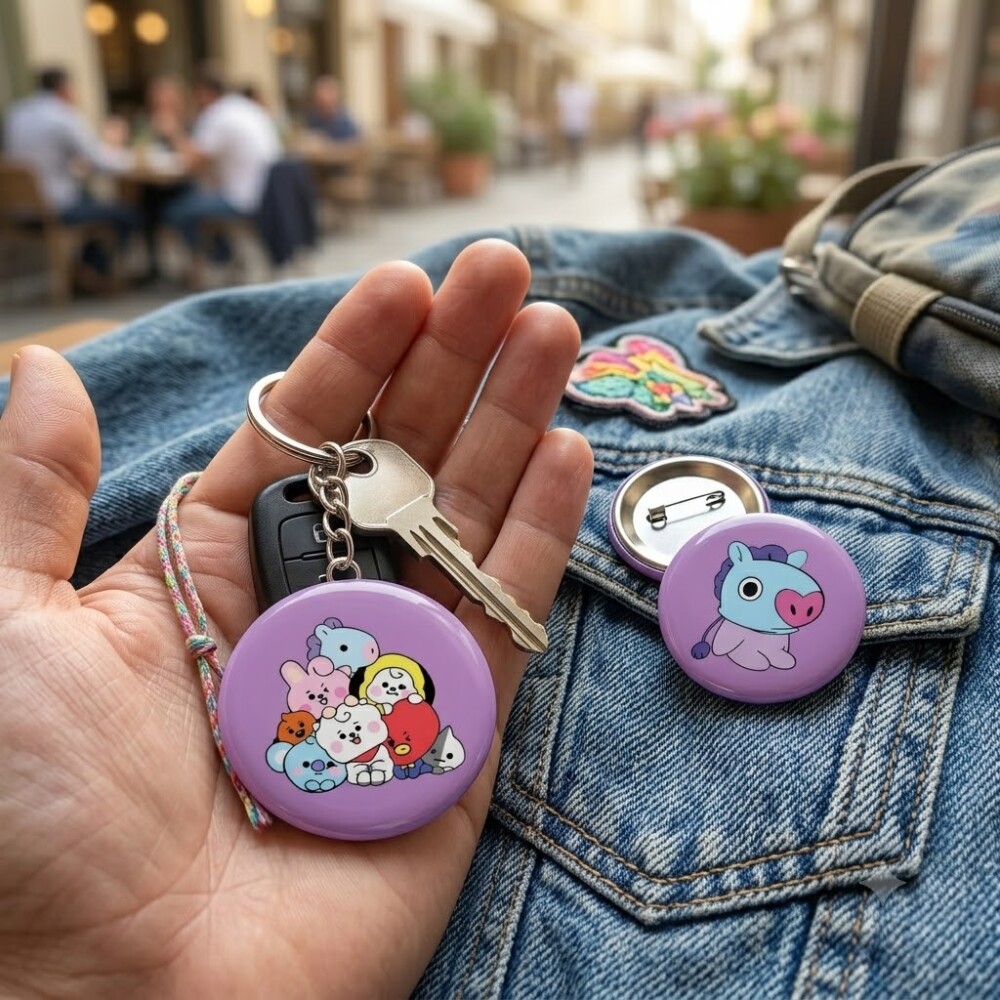 Chaveiro + botton BT21, BT2 KPOP ARMY, PIN fandom - FANMADE
