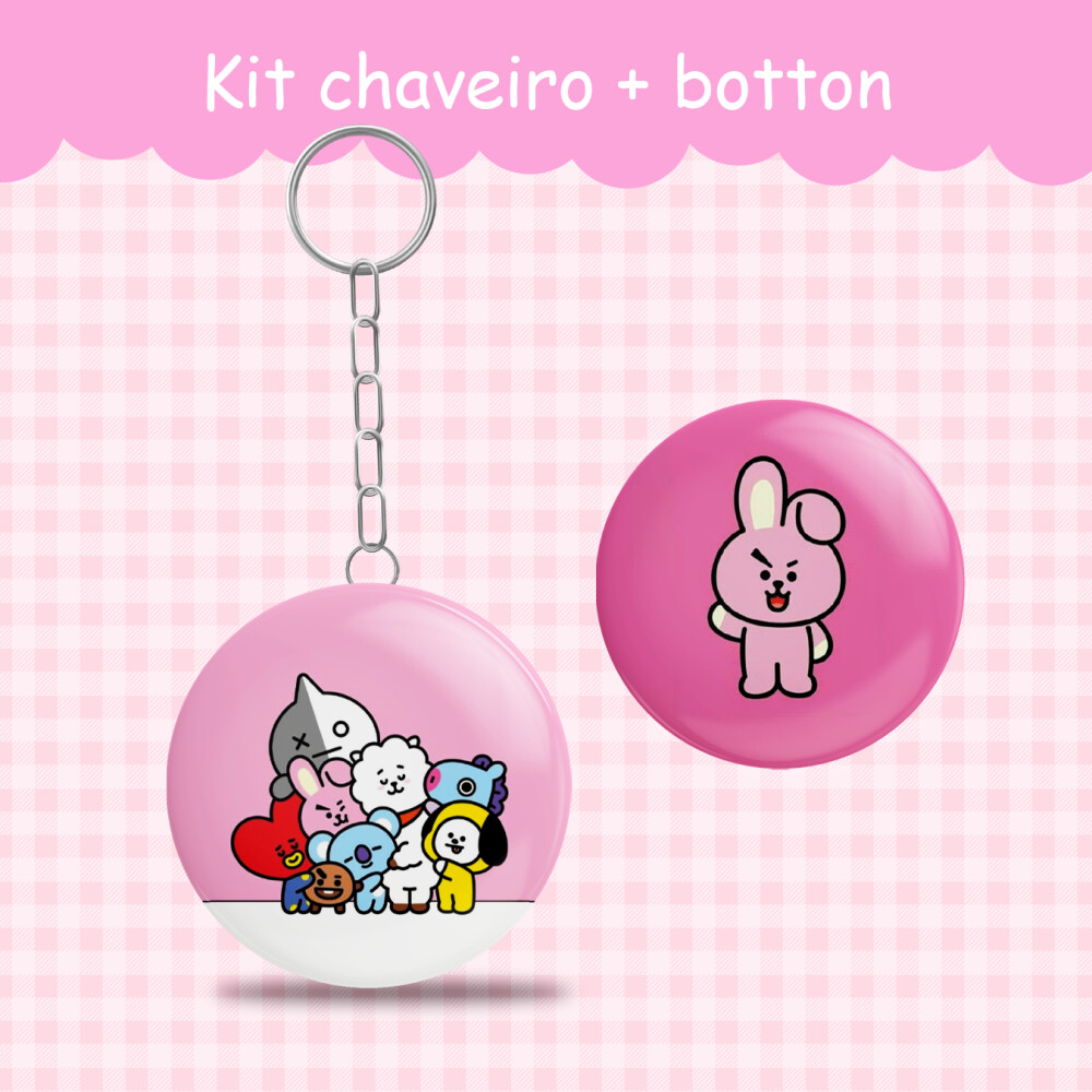 Chaveiro + botton BT21, BT2 KPOP ARMY, PIN fandom - FANMADE