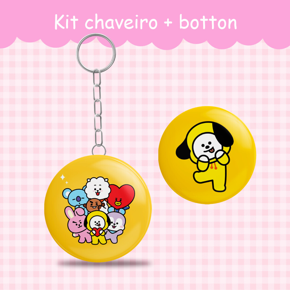 Chaveiro + botton BT21, BT2 KPOP ARMY, PIN fandom - FANMADE
