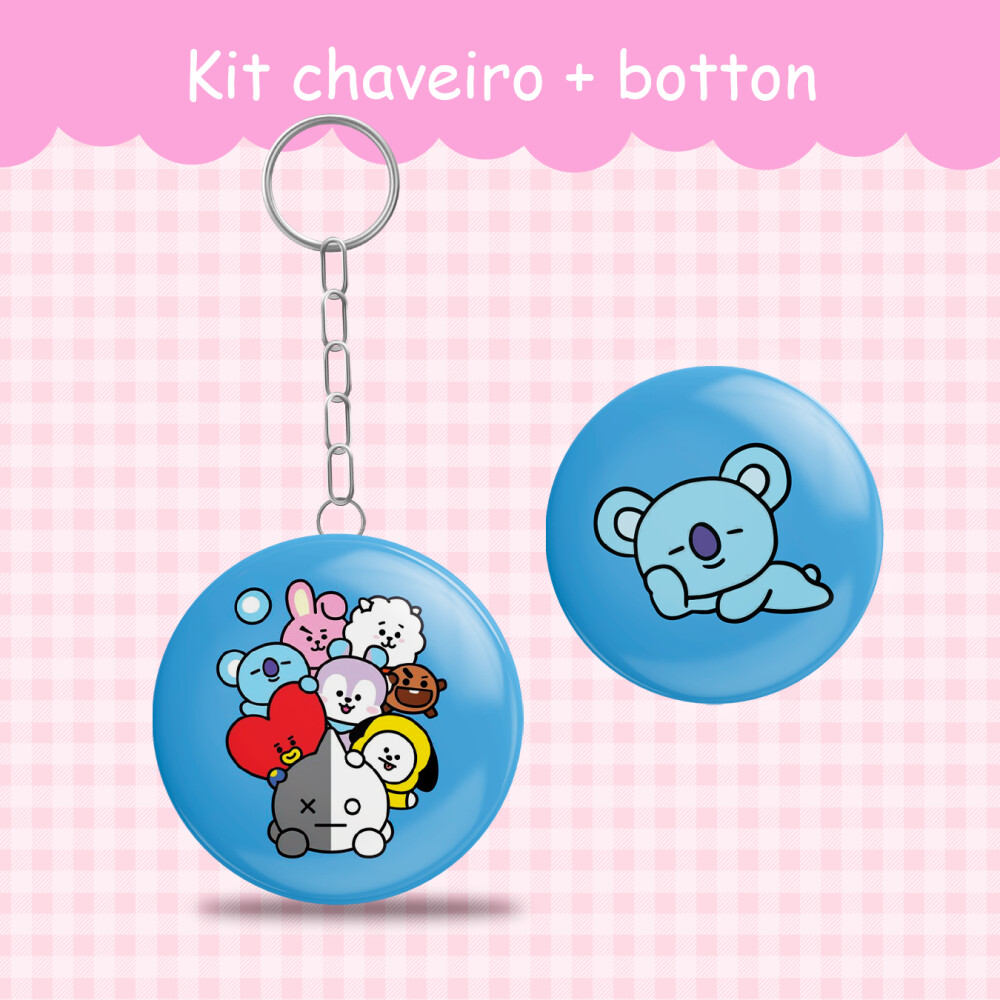Chaveiro + botton BT21, BT2 KPOP ARMY, PIN fandom - FANMADE