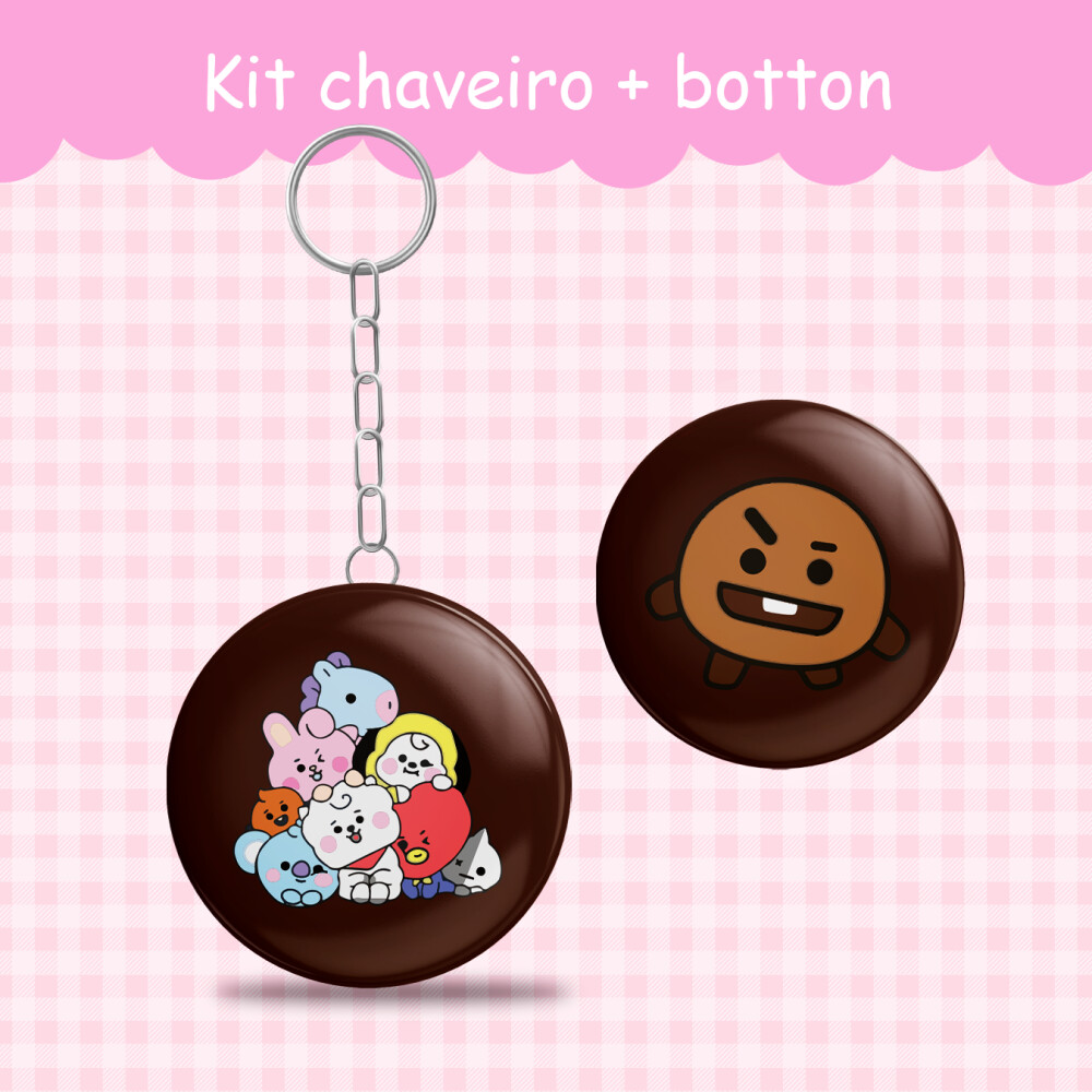 Chaveiro + botton BT21, BT2 KPOP ARMY, PIN fandom - FANMADE