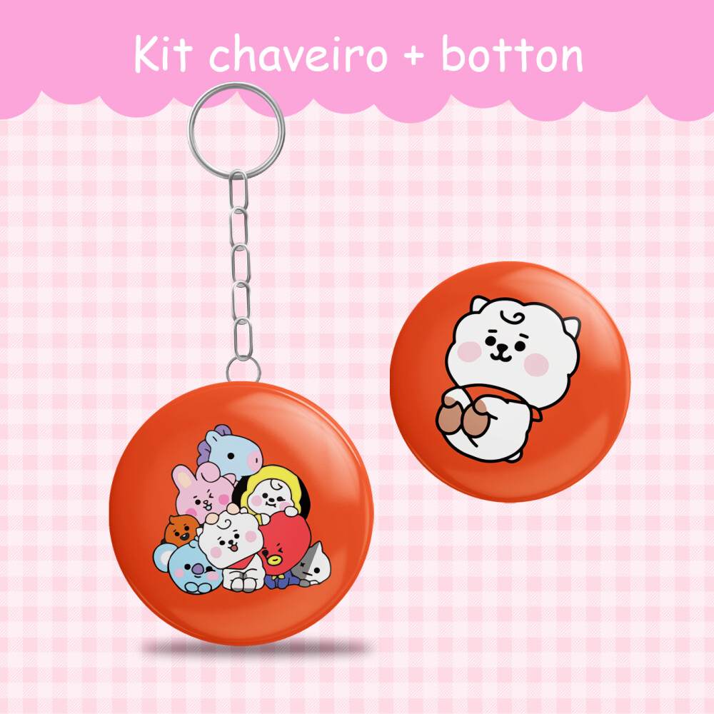 Chaveiro + botton BT21, BT2 KPOP ARMY, PIN fandom - FANMADE
