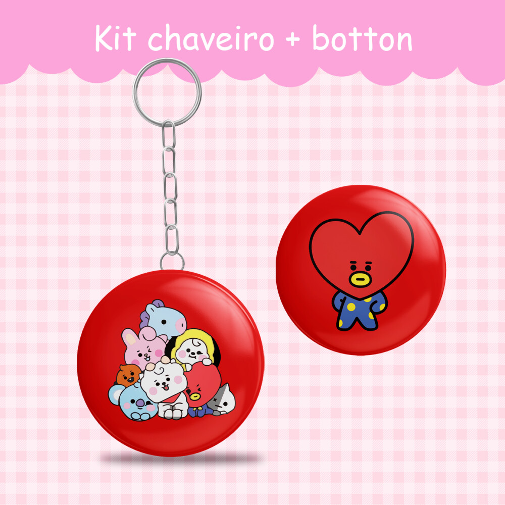Chaveiro + botton BT21, BT2 KPOP ARMY, PIN fandom - FANMADE