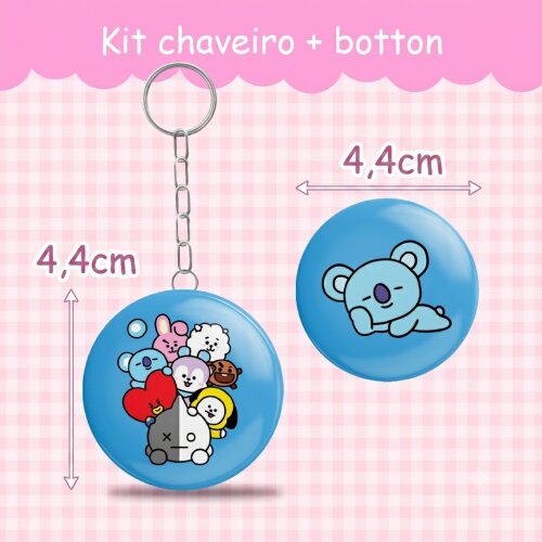 Chaveiro + botton BT21, BT2 KPOP ARMY, PIN fandom - FANMADE