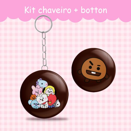 Chaveiro + botton BT21, BT2 KPOP ARMY, PIN fandom - FANMADE