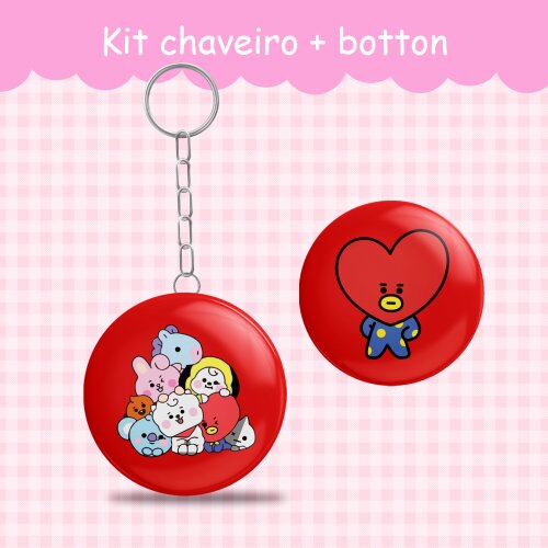Chaveiro + botton BT21, BT2 KPOP ARMY, PIN fandom - FANMADE