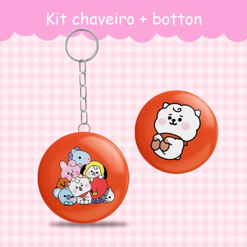 Chaveiro + botton BT21, BT2 KPOP ARMY, PIN fandom - FANMADE