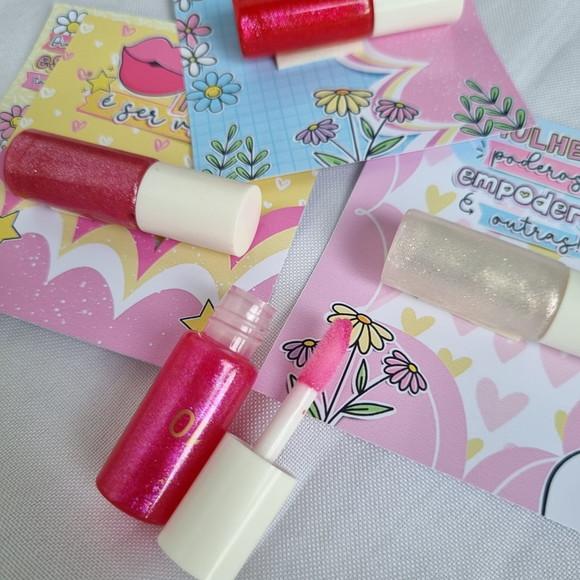 Mini Lip Gloss Labial com Cartão para o Dia da Mulher